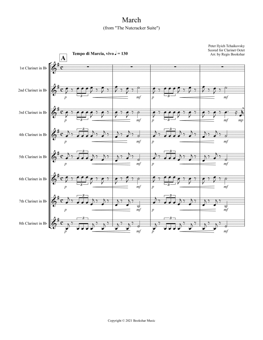 March (from "The Nutcracker Suite") (F) (Clarinet Octet) (arr. Regis Bookshar)
