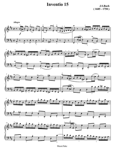 Bach Invention 15 in B minor (arr. Ben Choupak)