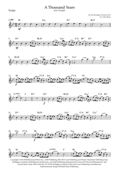 A Thousand Years (arr. Fabio Britto)