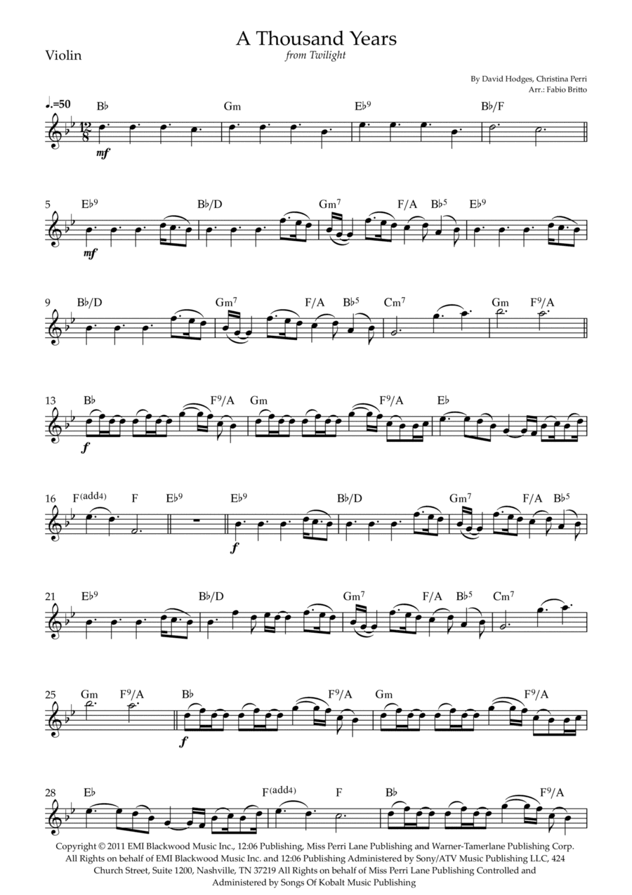 A Thousand Years (arr. Fabio Britto)