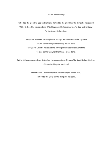 To God Be The Glory (arr. Julie Ann Marie Ciocon)