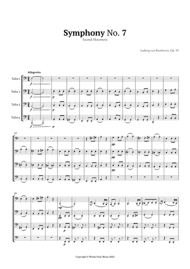 Symphony No. 7 by Beethoven for Tuba Quartet (arr. Ander)