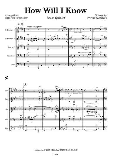 How Will I Know (arr. Frieder Schmidt)