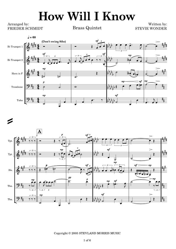 How Will I Know (arr. Frieder Schmidt)