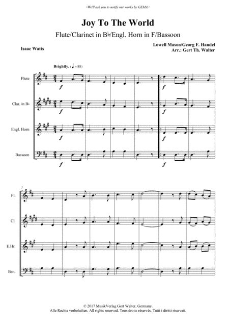 Joy To The World (arr. Gert Th. Walter)