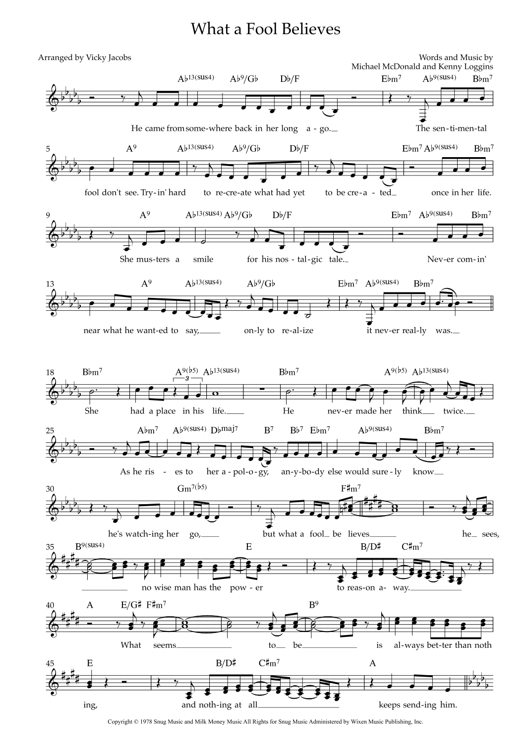 What A Fool Believes (arr. Vicky Jacobs)