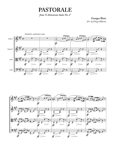 "L'Arlesienne Suite No. 2" for String Quartet (arr. Diego Marani)