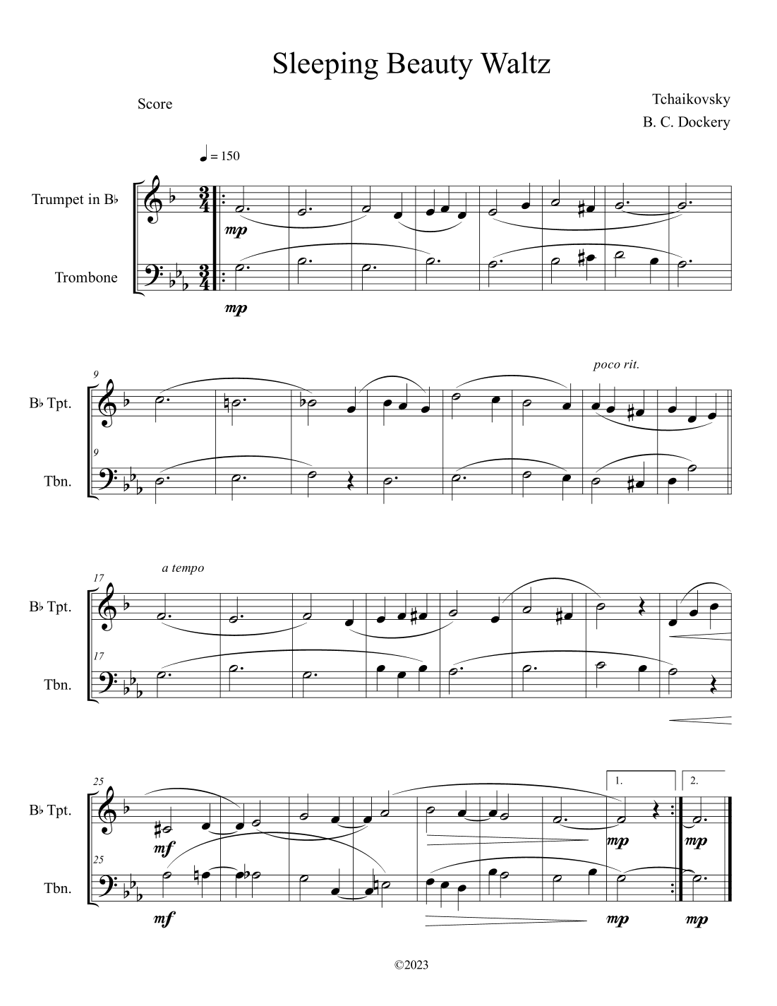 Sleeping Beauty Waltz (Trumpet and Trombone Duet) (arr. B. C. Dockery)