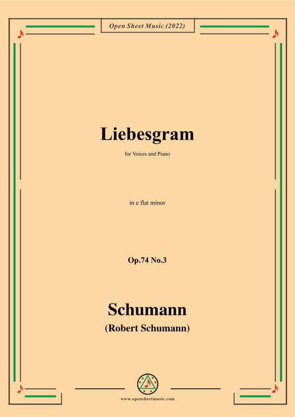 Schumann-Liebesgram,Op.74 No.3,in e flat minor (arr. OSM Press)