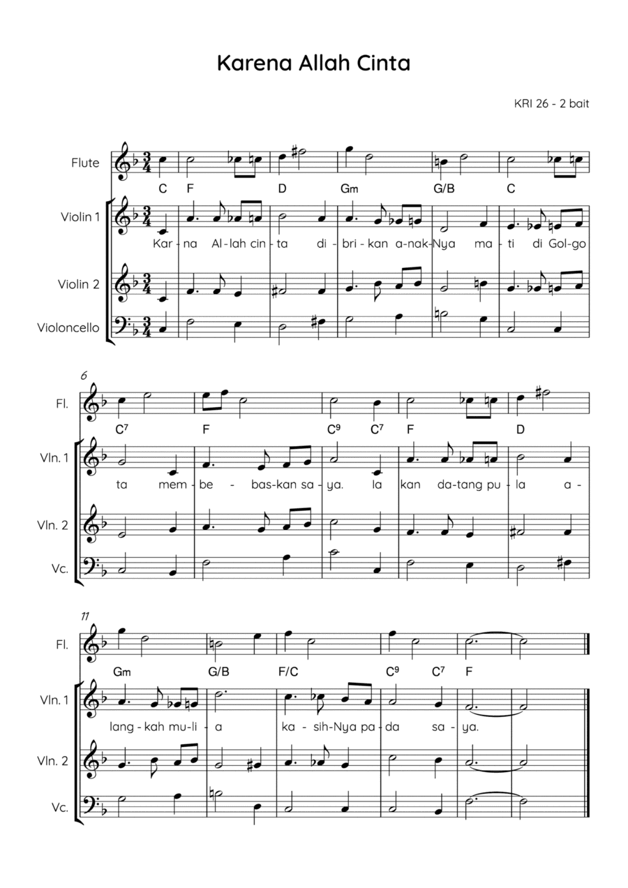 For God so Loved the World / Karena Allah Cinta (arr. Angie Wiranata)