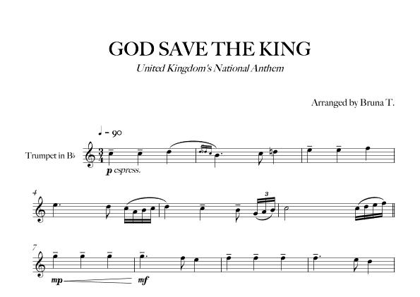 God Save The King (UK National Anthem) (arr. Bruna T.)