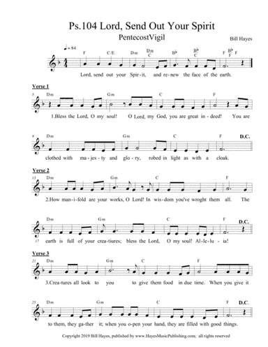 Psalm 104:  Lord, Send Out Your Spirit (Vigil of Pentecost)