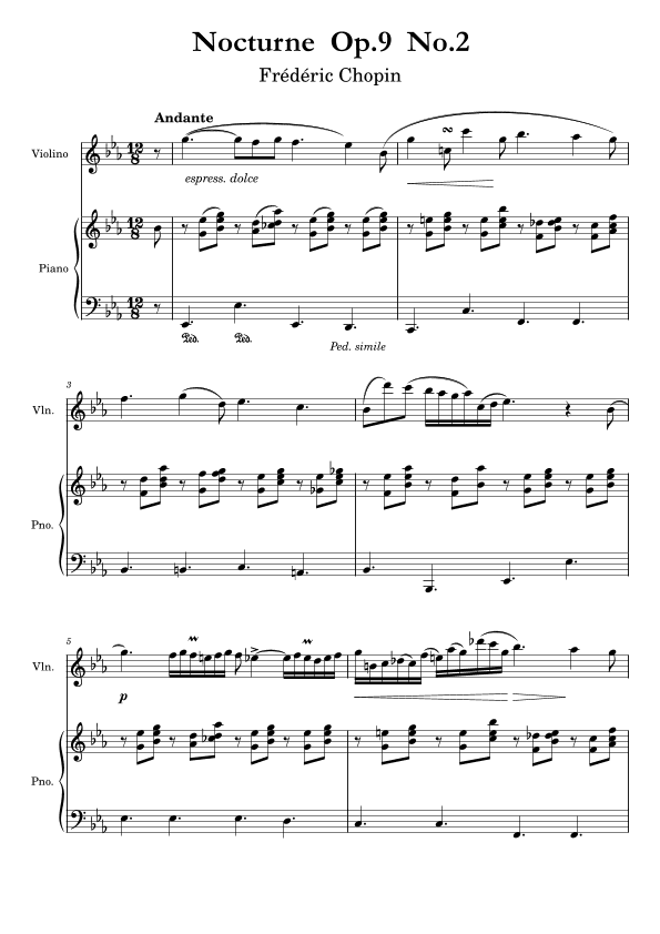 Chopin - Nocturne  Op.9  No.2 - Violin and Piano (arr. Ygor Nunes)