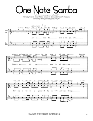 One Note Samba (samba De Uma Nota So) (arr. Larry Wright)
