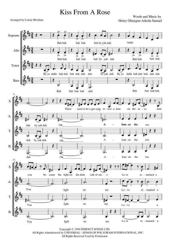 Kiss From A Rose (arr. Louise Bloxham)