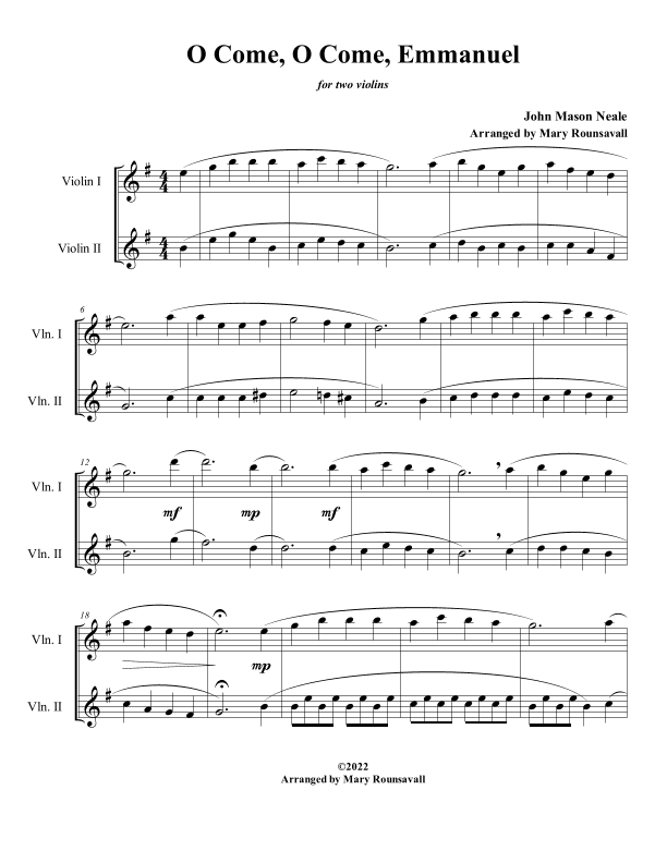 O Come, O Come, Emmanuel (arr. Mary Rounsavall)