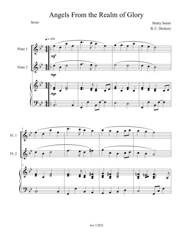 Angels From the Realm of Glory (Flute Duet with Piano) (arr. B. C. Dockery)
