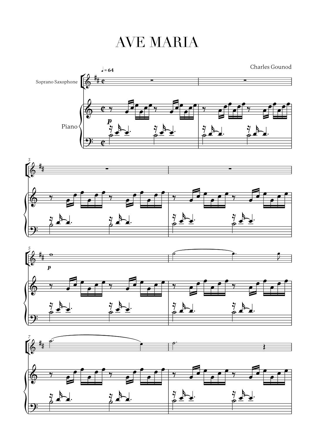 Charles Gounod - Ave Maria for Soprano Saxophone Solo (arr. Cadenza Editions)