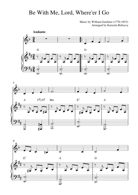 Be With Me, Lord, Where'er I Go (clarinet in A solo and piano accompaniment with chords) (arr. Kaiserin Rebecca)