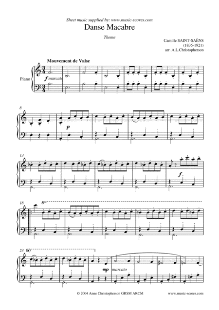 Danse Macabre - Piano (Theme) (arr. Anne Christopherson GRSM ARCM)