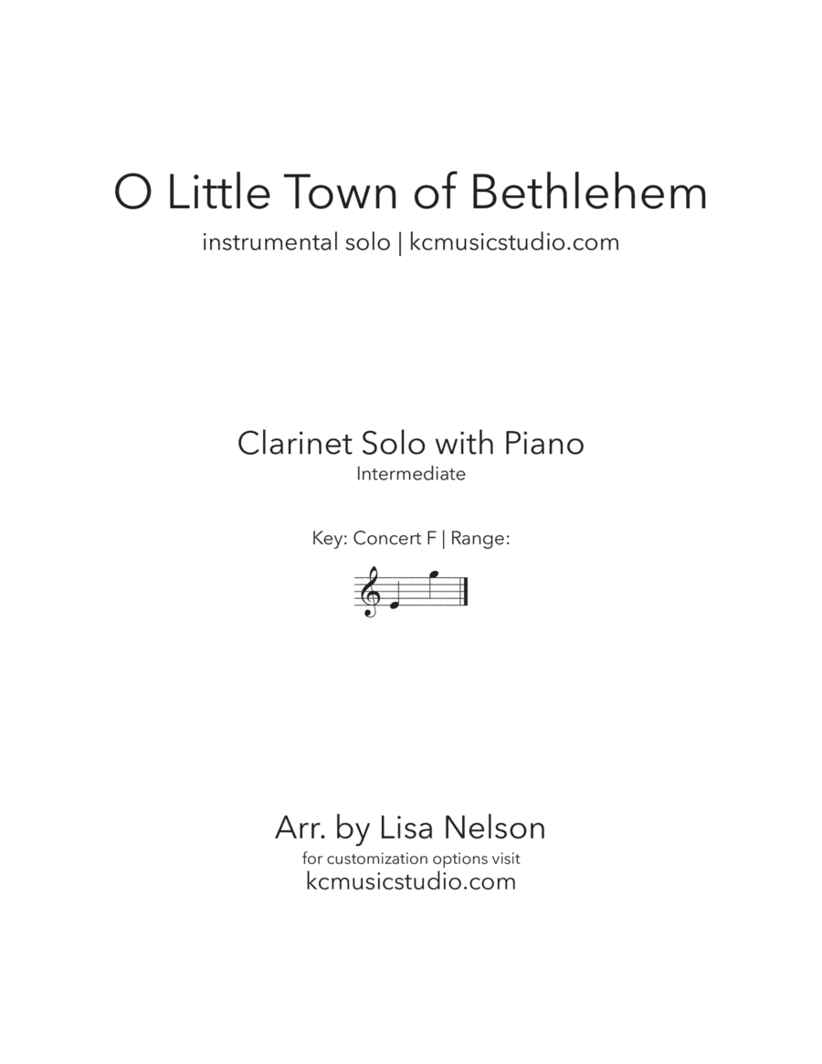 O Little Town of Bethlehem - Advanced Clarinet and Piano (arr. Lisa Nelson)