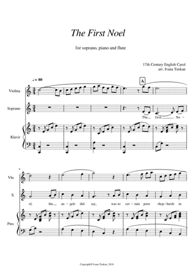 The First Noel for soprano solo, piano accompaniment and violin. (arr. Ivana Tuskan)