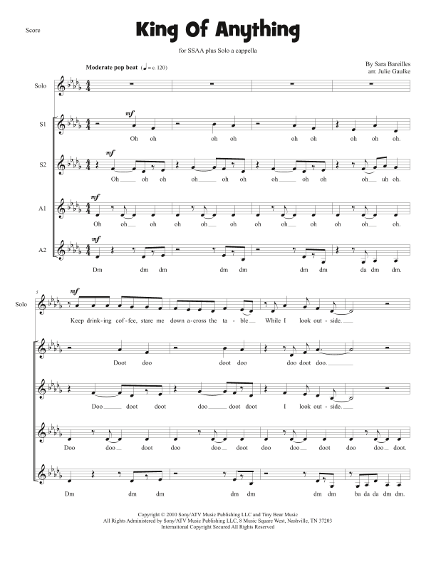 King Of Anything (arr. Julie Gaulke)