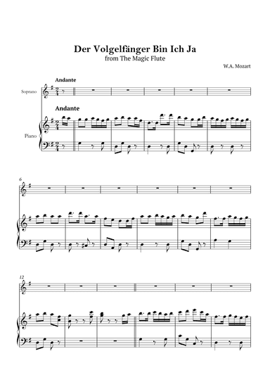 Der Vogelfänger bin ich ja (arr. André Nusa)