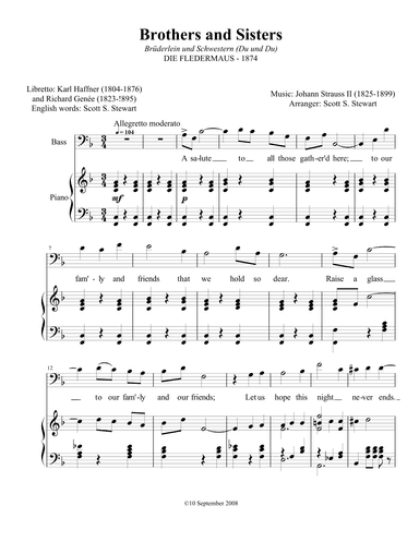 Brothers and Sisters (Brüderlein und Schwestern “Du und Du”), Die Fledermaus (arr. Scott S. Stewart)