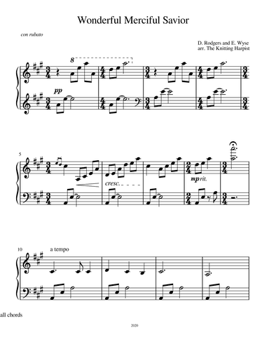 Wonderful, Merciful Savior (arr. The Knitting Harpist)