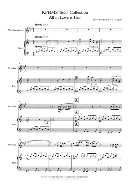 All In Love Is Fair (arr. Kevin P Holdgate)