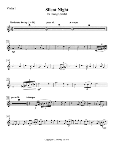 Silent Night for String Quartet (arr. Ian Wei)