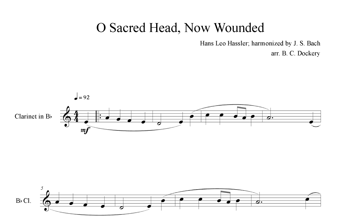 O Sacred Head, Now Wounded (Clarinet Solo) (arr. B. C. Dockery)