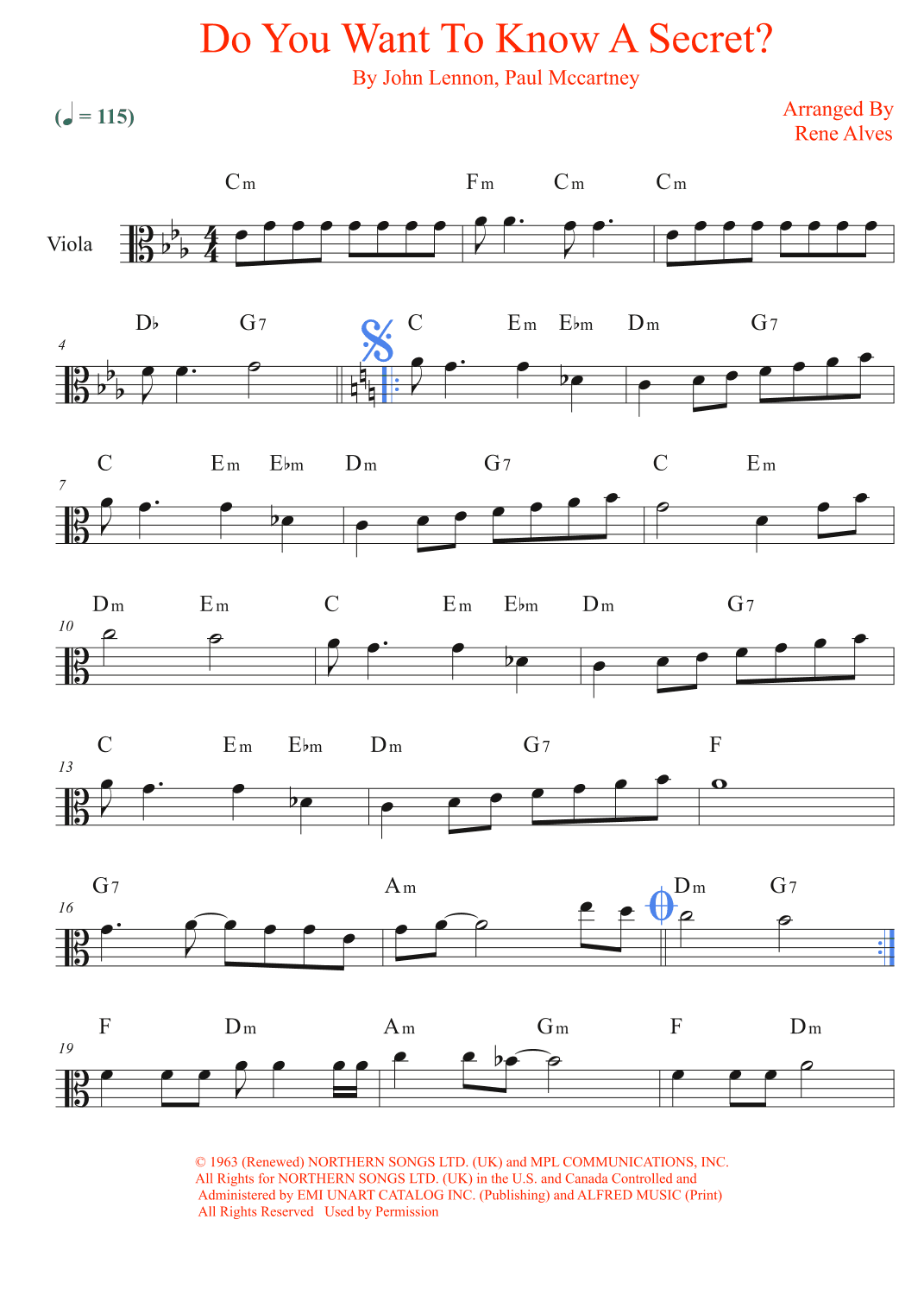 Do You Want To Know A Secret? (arr. Rene Alves)