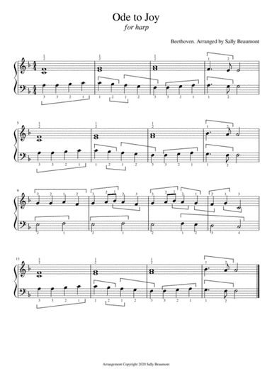 Ode to Joy - Beethoven - Easy Harp (arr. Sally Beaumont)