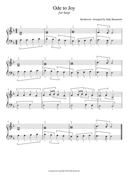 Ode to Joy - Beethoven - Easy Harp (arr. Sally Beaumont)