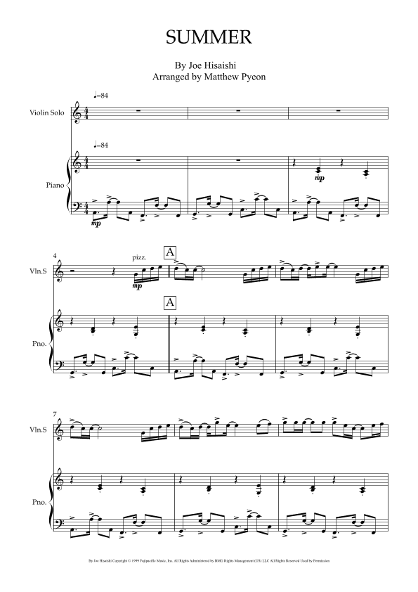 Summer (arr. Matthew pyeon)