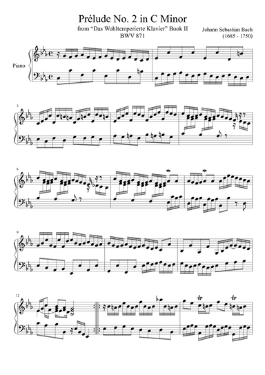 Prelude No. 2 BWV 871 (arr. Zachary Corbett)