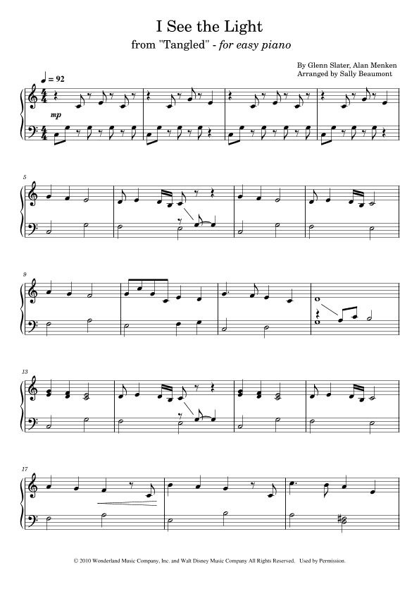 I See The Light (arr. Sally Beaumont)