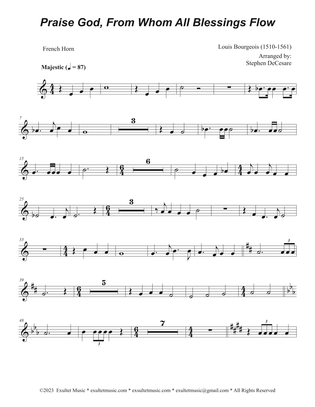 Praise God, From Whom All Blessings Flow (Accompaniment Package) (Brass Quartet) (Key of F) (arr. Stephen DeCesare)