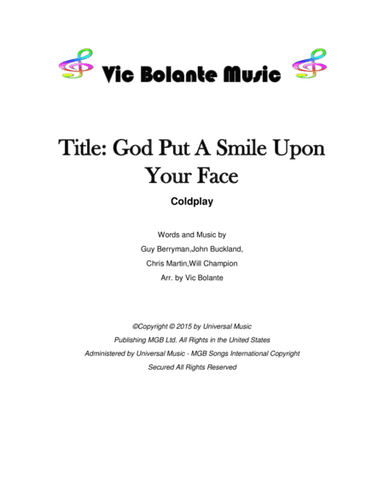 God Put A Smile Upon Your Face (arr. Publish by Vic Bolante)