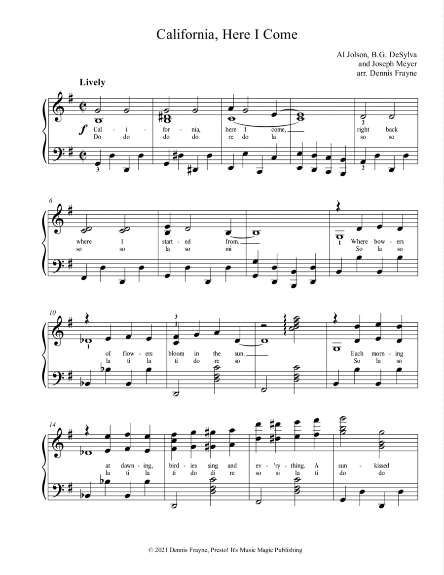 California, Here I Come (California Here I Come) (arr. Dennis Frayne)