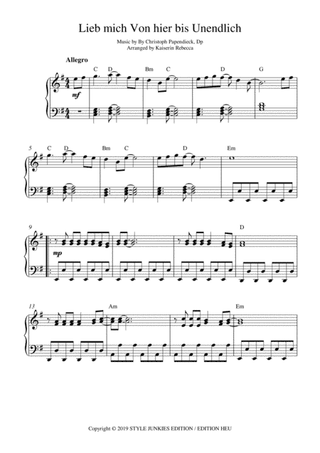 Lieb Mich Von Hier Bis Unendlich (arr. Kaiserin Rebecca)