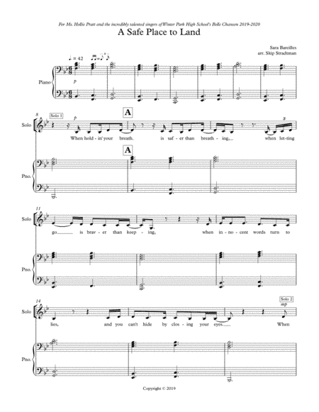 A Safe Place To Land (arr. Skip Stradtman)