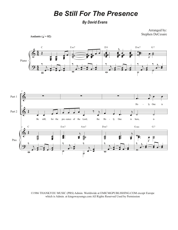 Be Still For The Presence (arr. Stephen DeCesare)