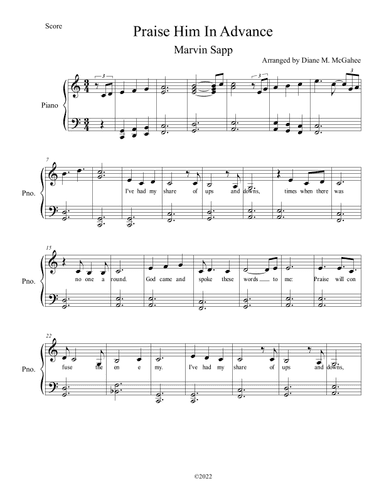 Praise Him In Advance (arr. Arranged by Diane M. McGahee)