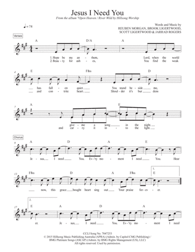 Jesus I Need You (arr. TraviSongs)
