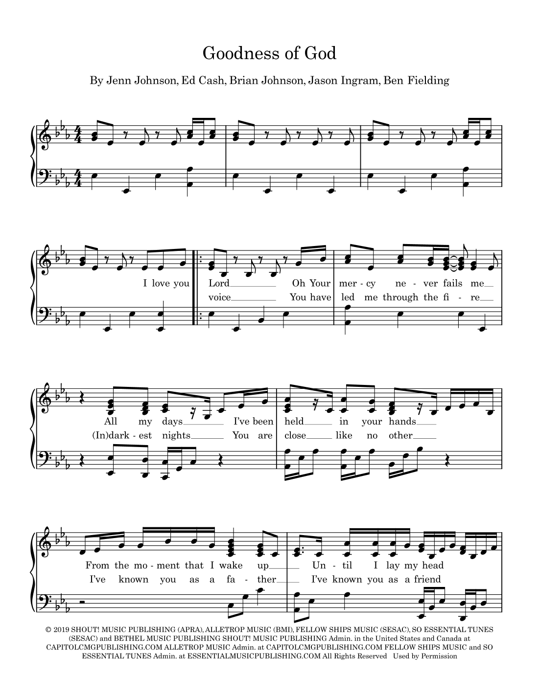 Goodness Of God (arr. Julie Wormald)