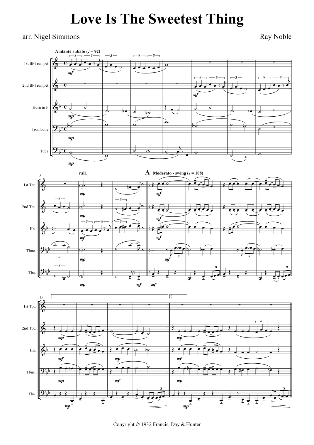 Love Is The Sweetest Thing (arr. Nigel Simmons)