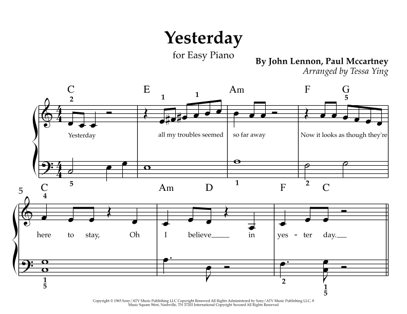 Yesterday (arr. Tessa Ying)